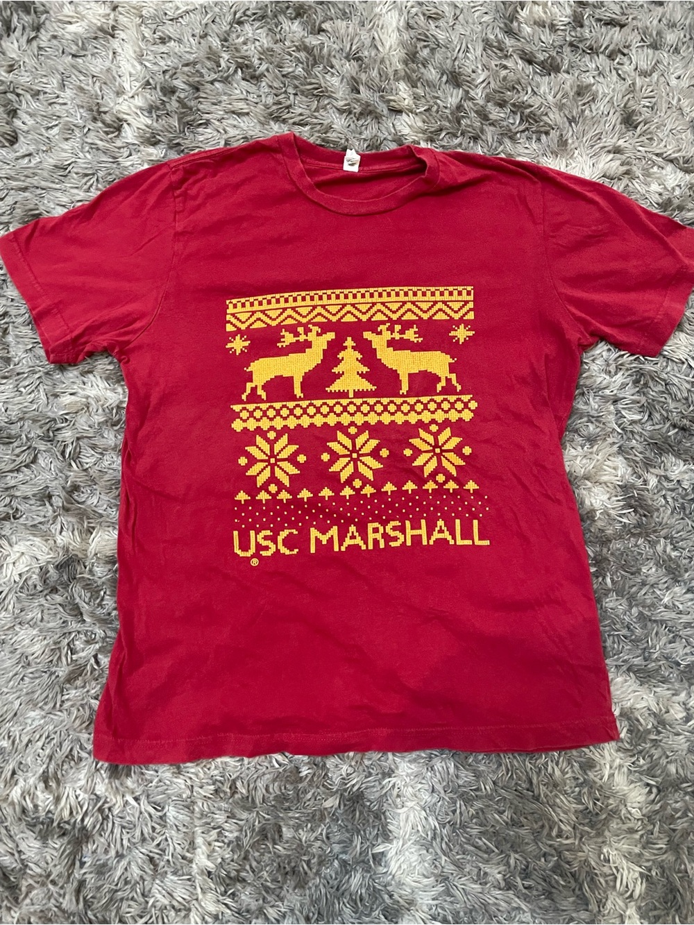 USC Marshall School of Business Holiday Reindeer Pattern T-Shirt